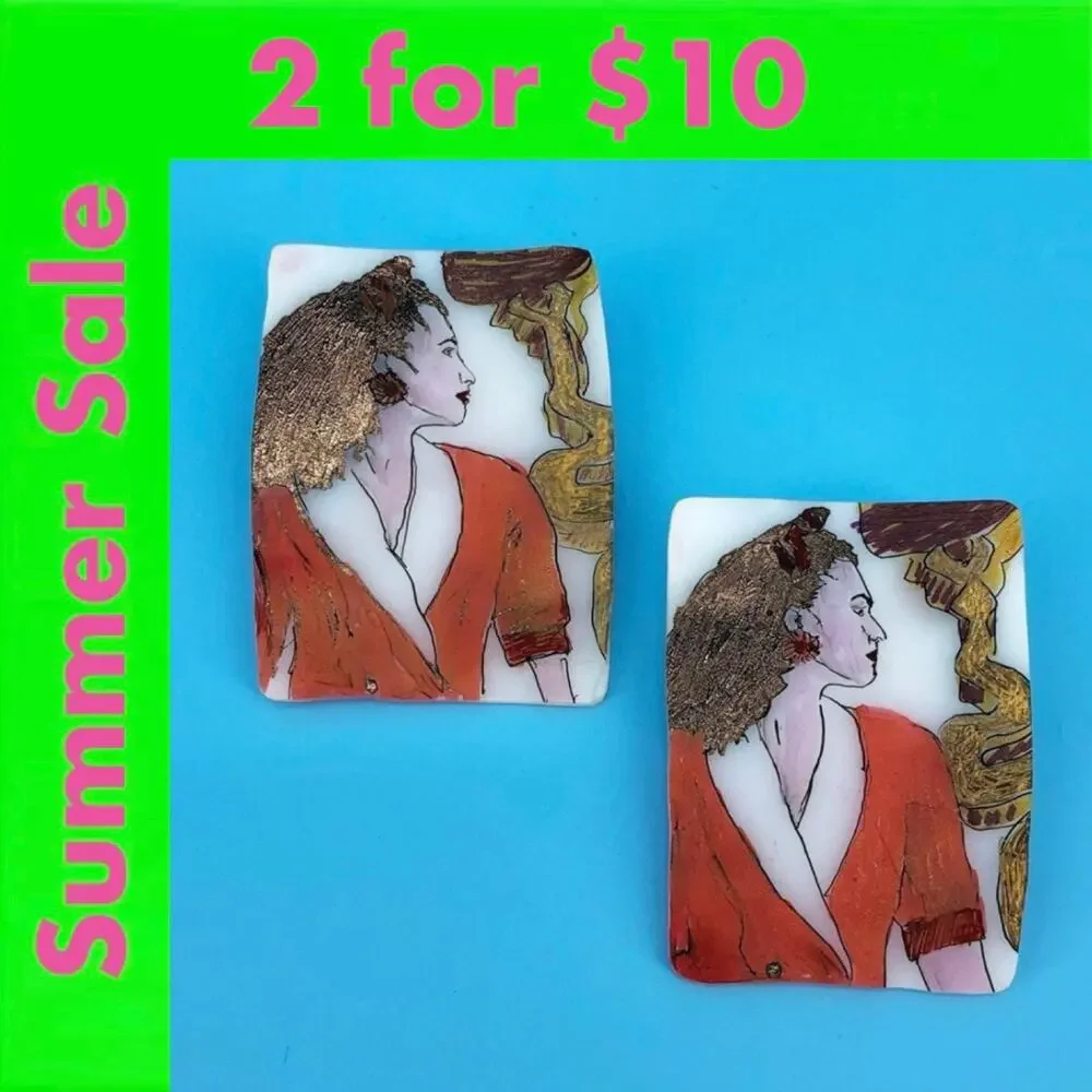 Handmade pop art earrings lightweight